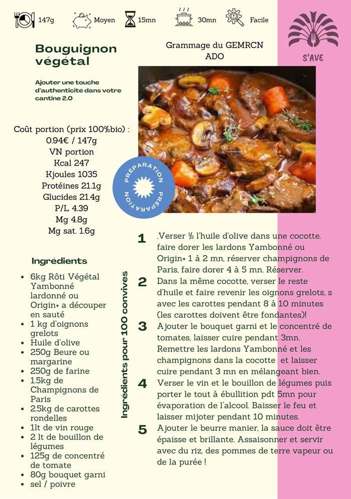 Bouguignon-végétal-SAVE Recette bourguignon végétal