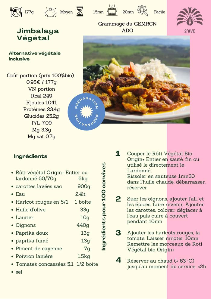 Jimbalaya-Origin+-SAVE Recette Jimbalaya végétal